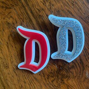 Retro Disnyeland Pins Letter "D" Red and Silver Sparkle